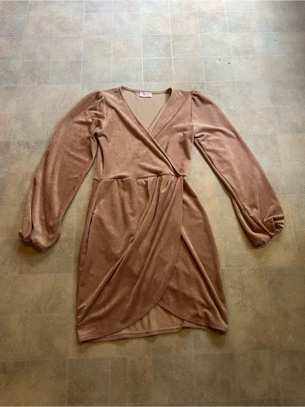 Pink Lily Velvet Wrap Mini Dress in Dusty Mauve